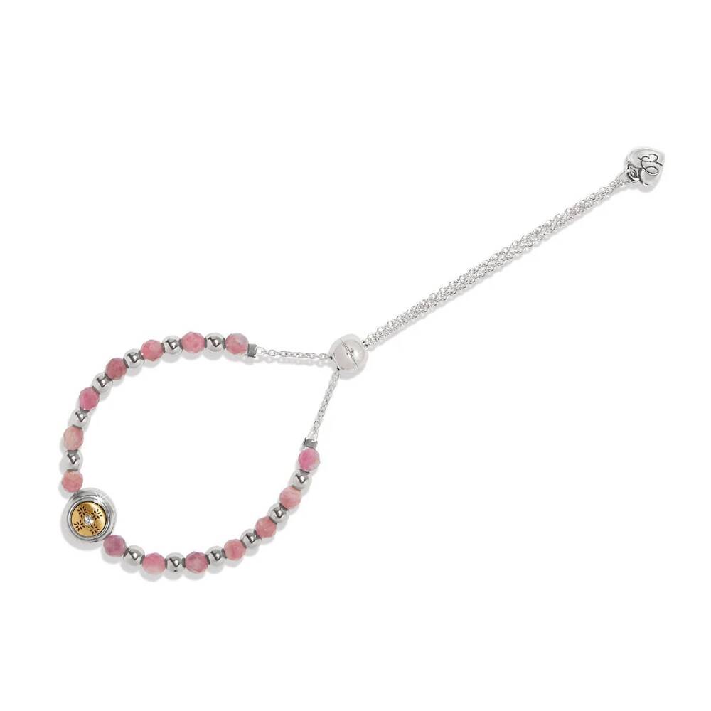 NEW BRIGHTON women's mosaic two tone beaded bracelet in mauve / silver